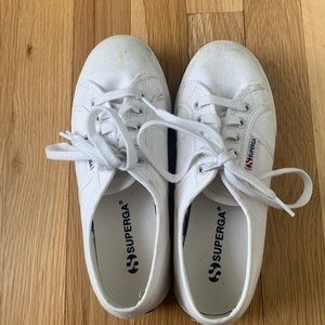 SUPERGA platform white sneakers size 6